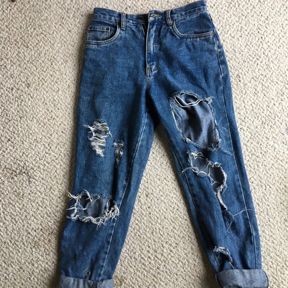 ripped high waisted mom jeans - Picture 5 of 6